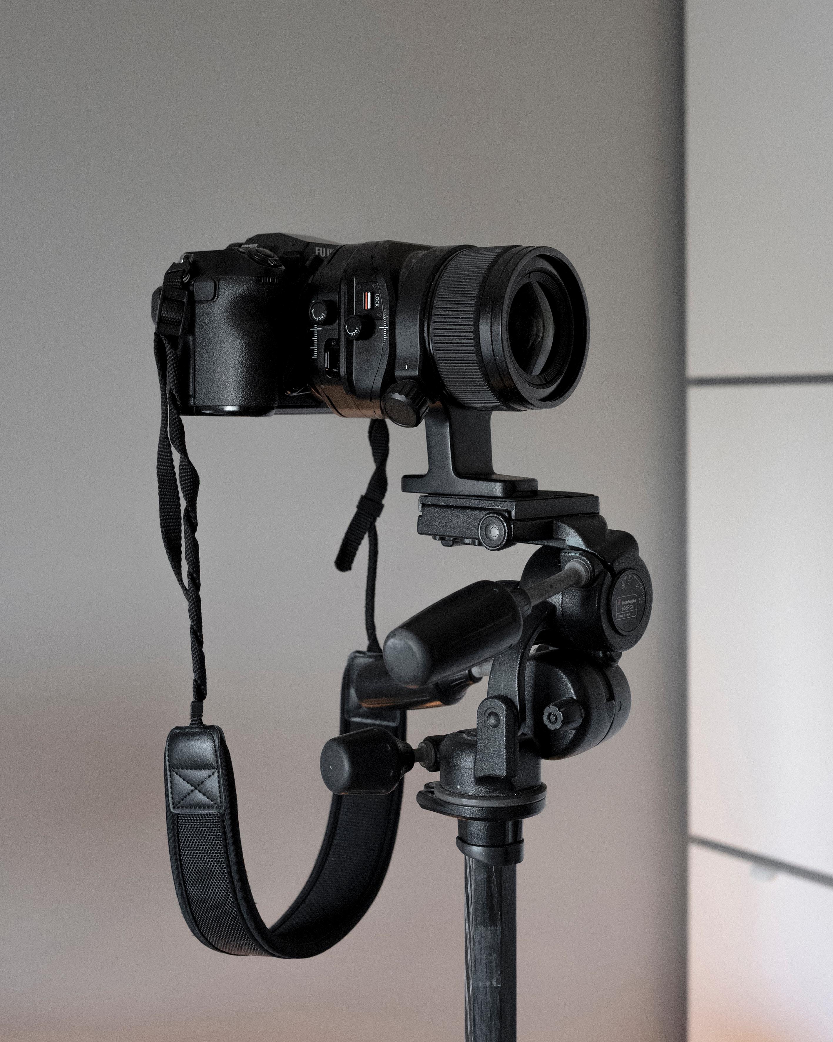 Fujifilm GFX medium format camera on Manfrotto tripod